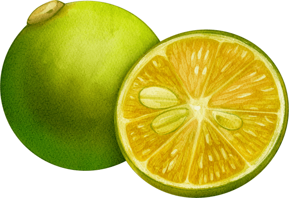 Whole and halved calamansi limes